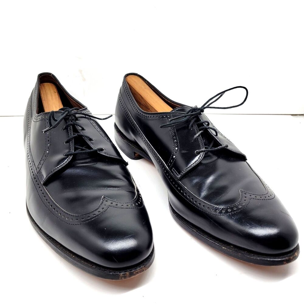 Allen Edmonds "Richmond" Mens Black Leather Brogue Wingtip Derbys Size US 13 D